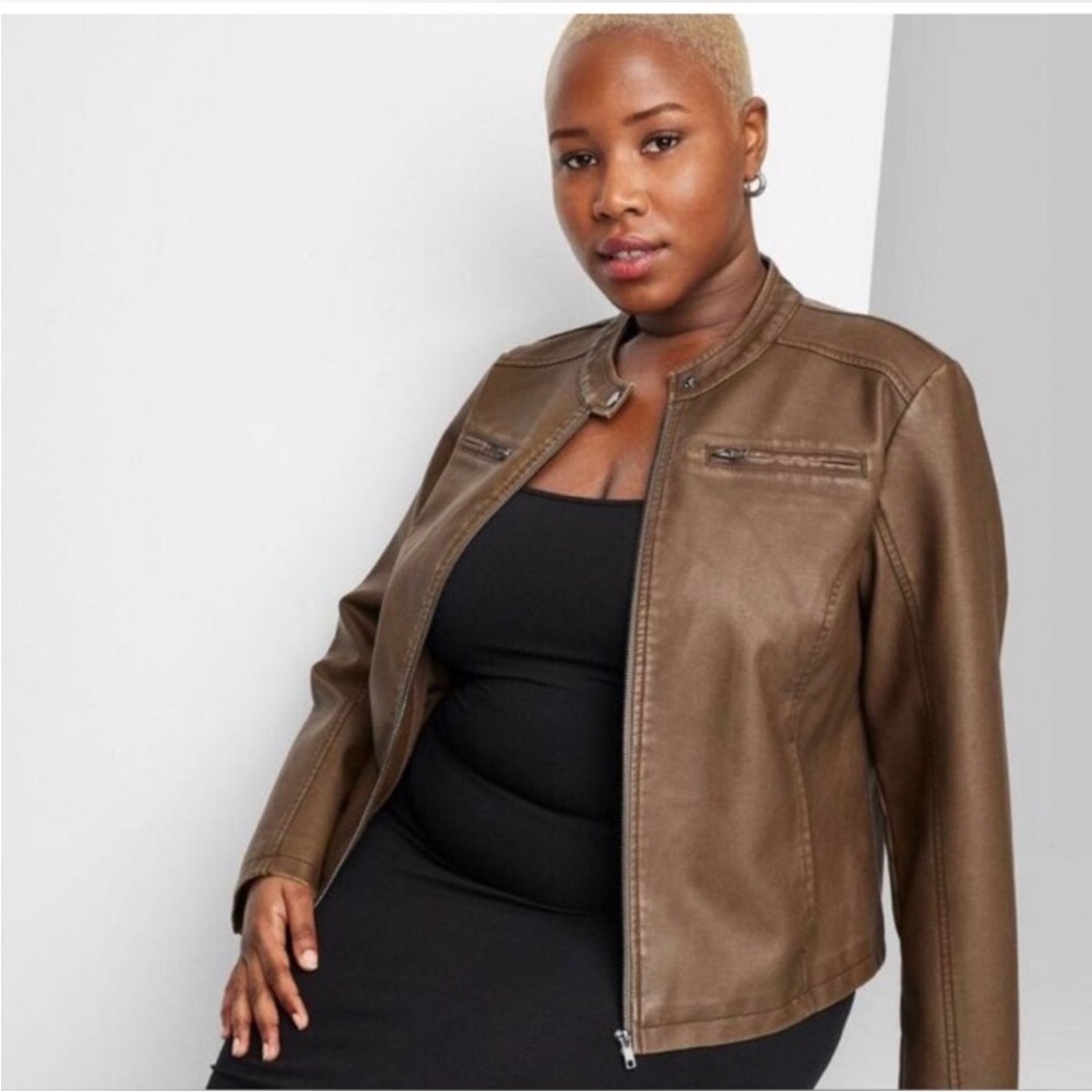 Wild fable Zip-Up Leather Racing Jacket